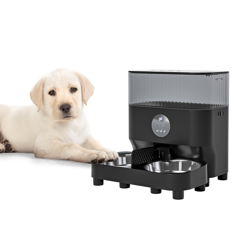 2.4G WiFi Enabled Smart Food Dispenser with Stainless Steel Double Food Bowls 