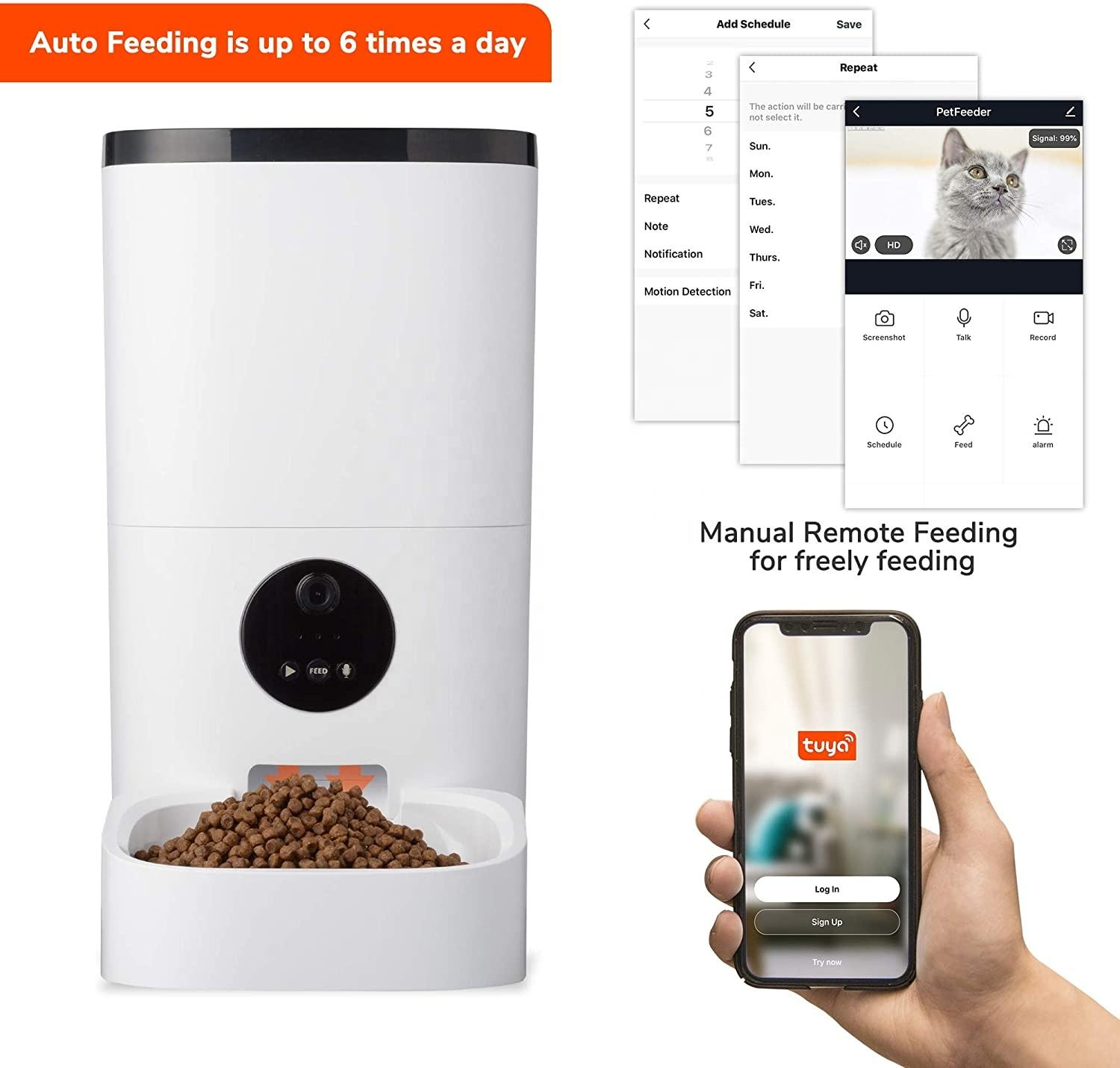 HD Camera Smart Pet Feeder Dog Cat Automation Timing Remote Wi-Fi Food Auto Feeder
